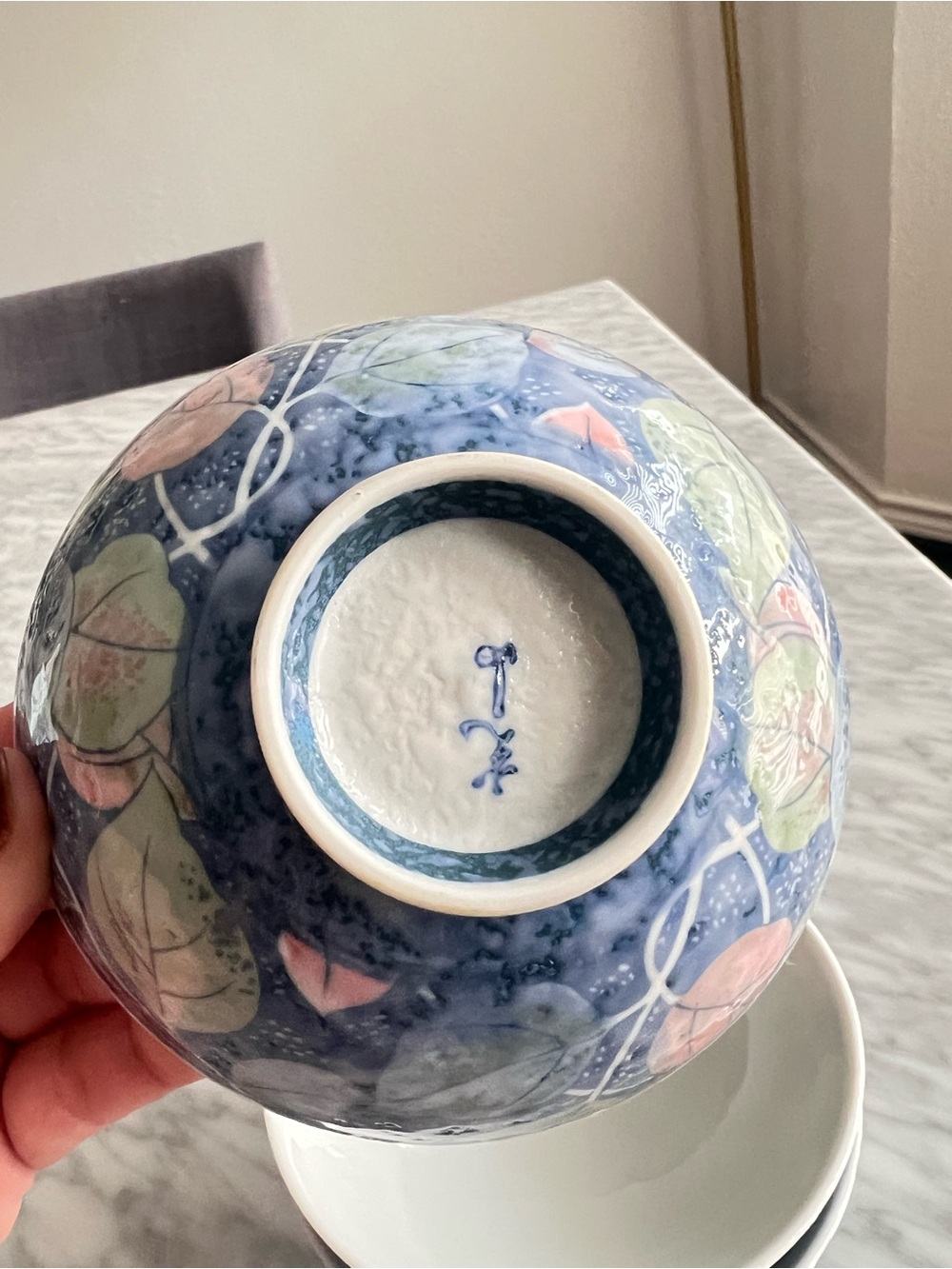 Asian Blue Ceramic Rice Bowl Set - Picture 4 of 5